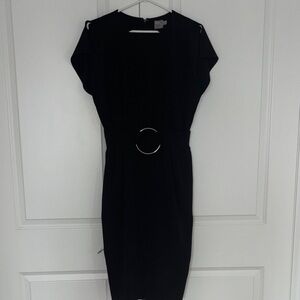 COS Black Midi Dress with Silver Buckle